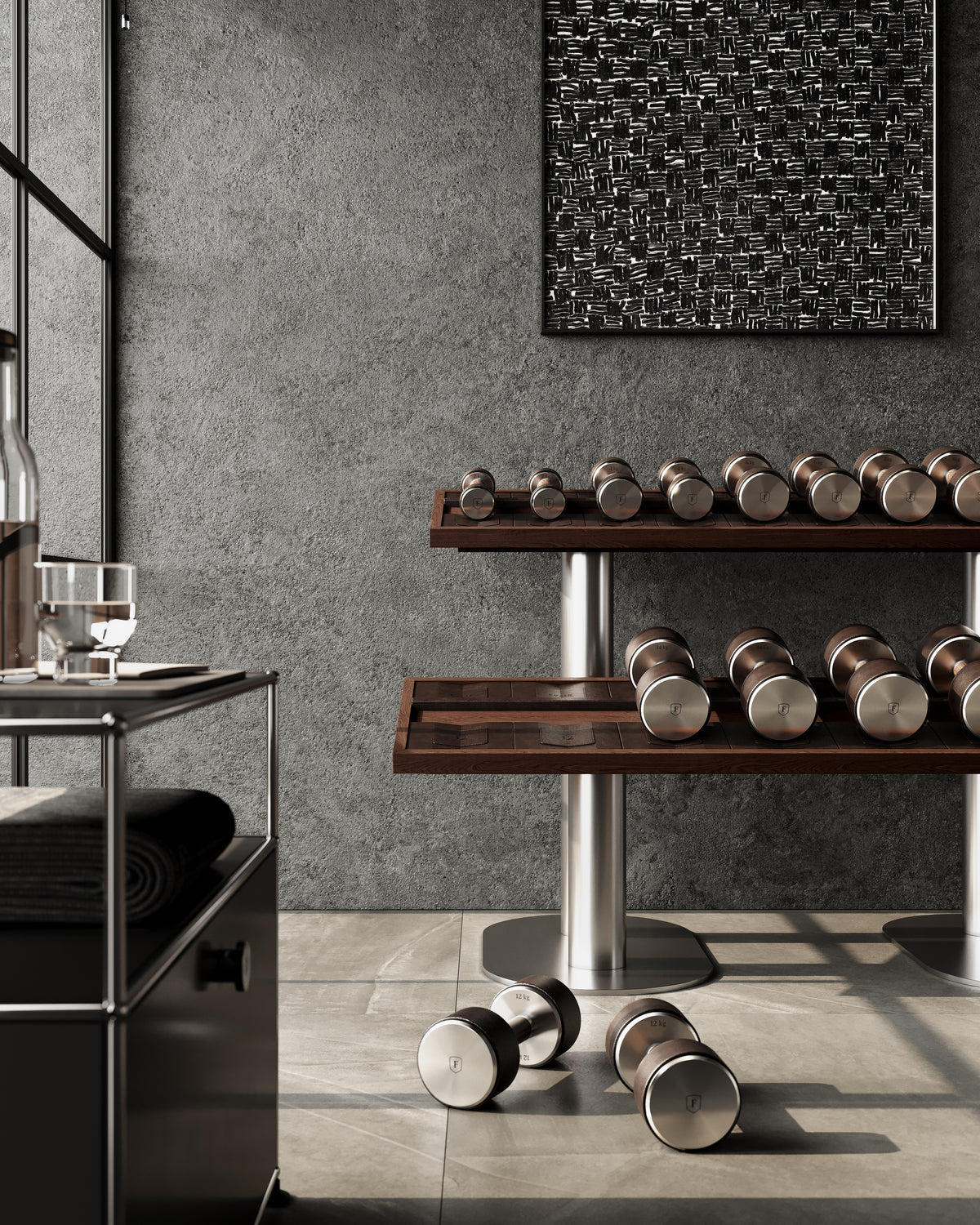 FYSIK Dumbbell Rack — Two Tier — lifestyle setting