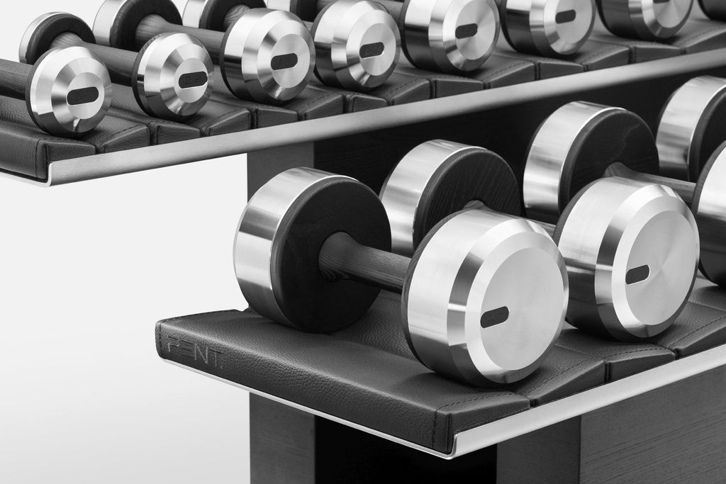 PENT COLMIA™ Luxury Dumbbell Set — Horizontal Rack