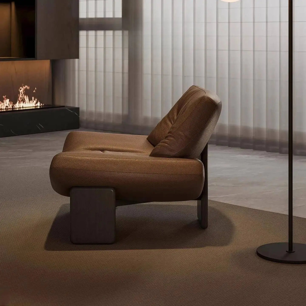 Milano Sculptural Leather Lounge Chair