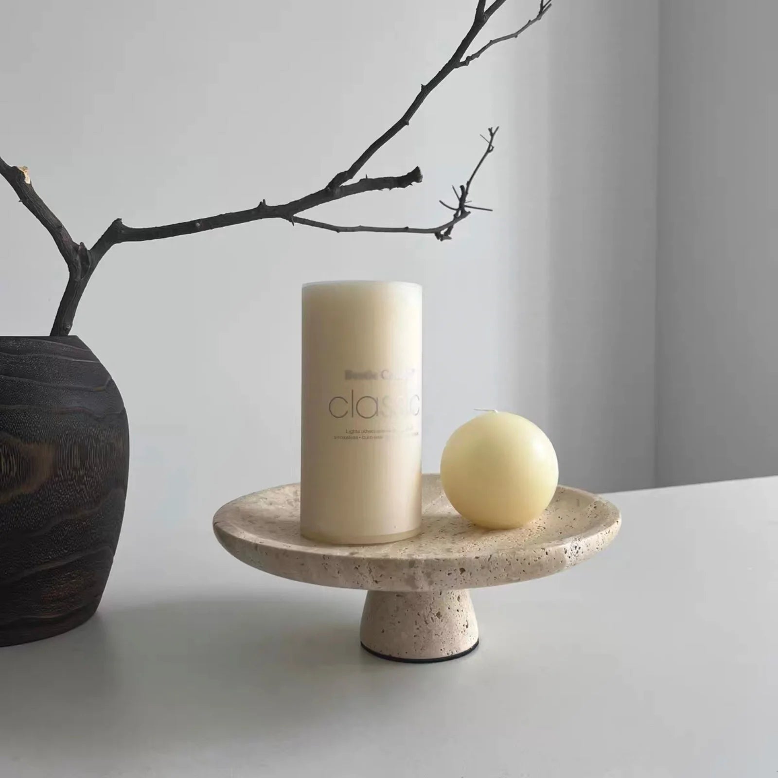 Travertine Pedestal Vanity Tray
