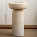 Wabi-Sabi Travertine Pedestal Side Table | Sculptural Accent Table