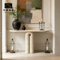 Travertine Console Table | Sculptural Natural Stone Entry Table