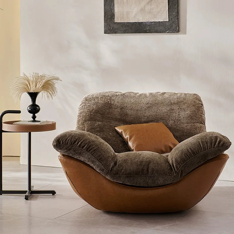 Nordic Leather Lounge Chair | Sculptural Luxury Accent Chair