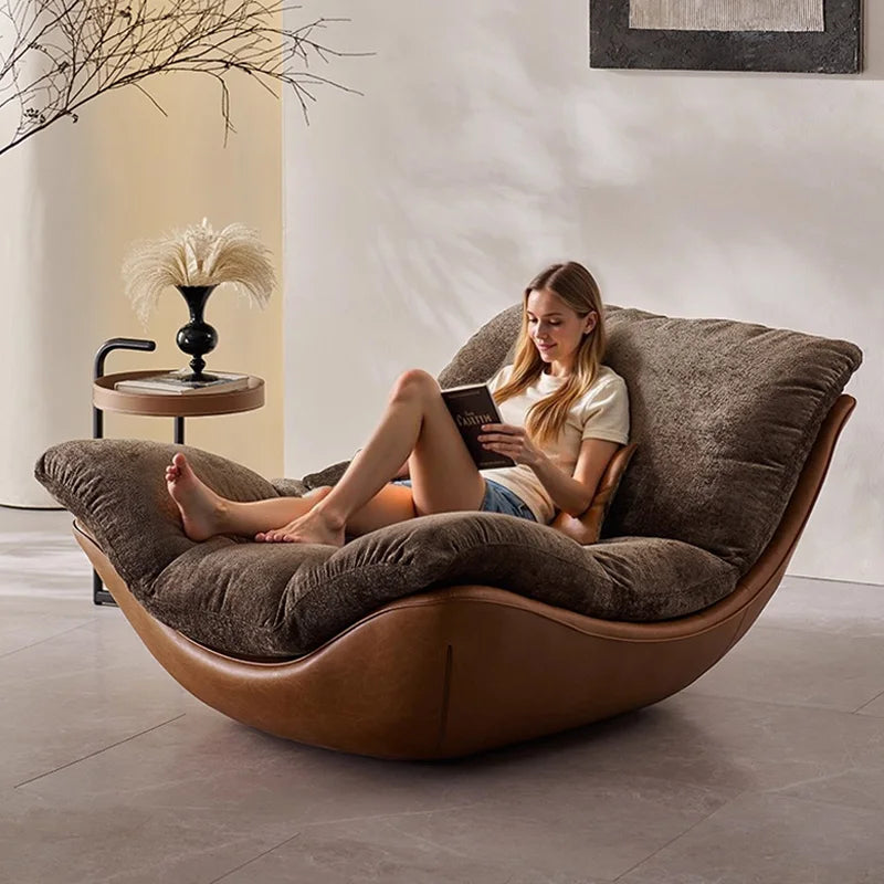 Nordic Leather Lounge Chair | Sculptural Luxury Accent Chair