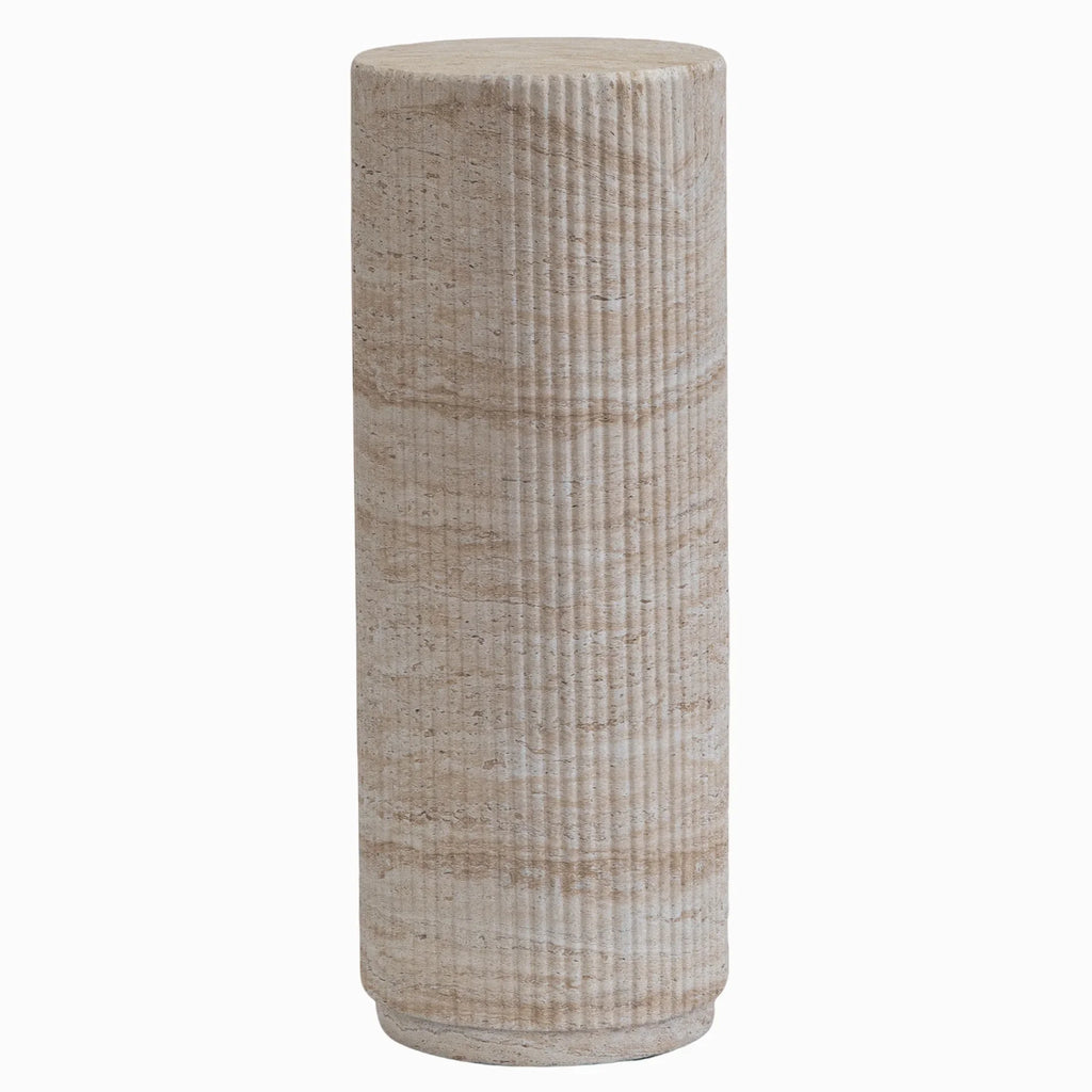 Travertine Pedestal Plant Stand | Luxury Sculptural Display Stand