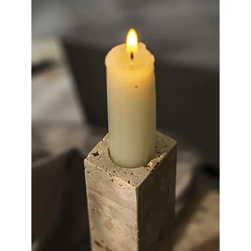 Natural Travertine Candle Holder | Organic Stone Home Décor