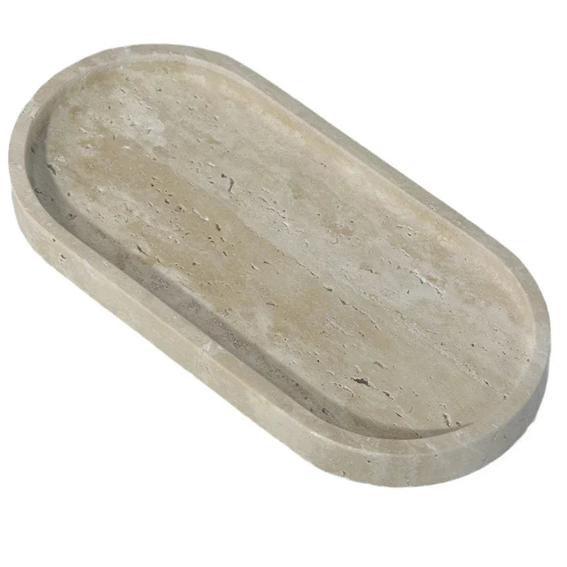 Sculpted Stone Oval Tray