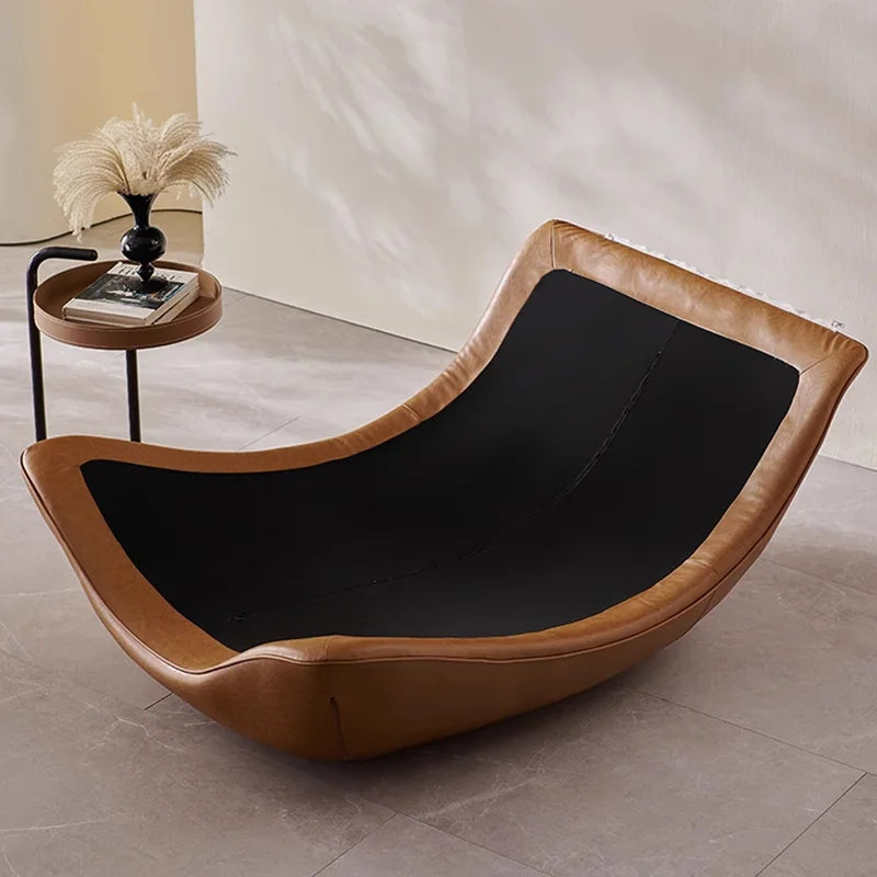 Nordic Leather Lounge Chair | Sculptural Luxury Accent Chair