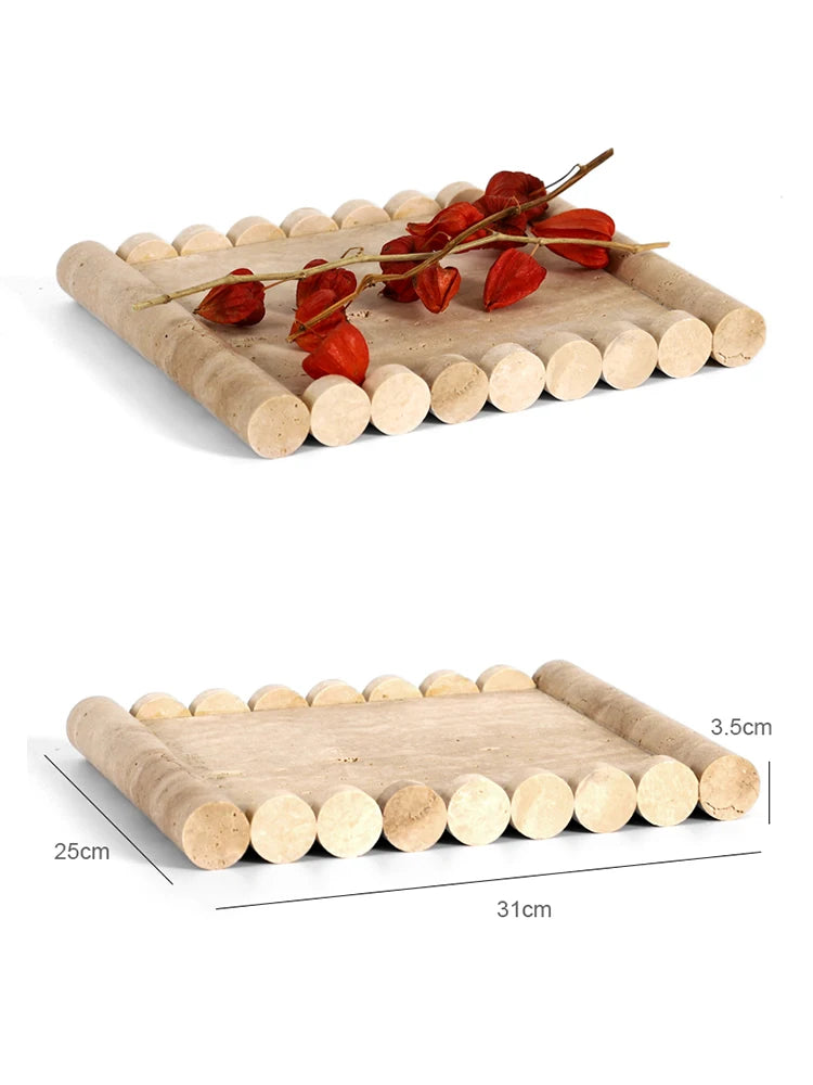 Beige Travertine Serving Tray