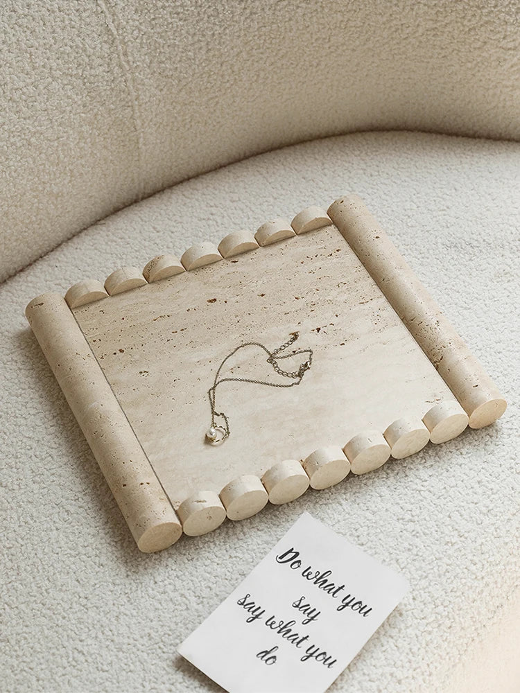 Beige Travertine Serving Tray