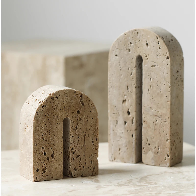 Travertine Arch Bookends