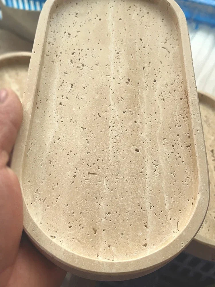 Sculpted Stone Oval Tray