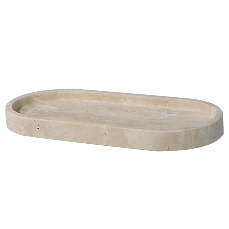 Sculpted Stone Oval Tray