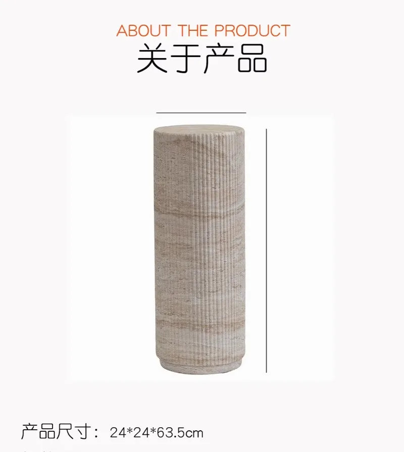 Travertine Pedestal Plant Stand | Luxury Sculptural Display Stand