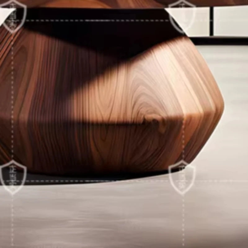 Walnut Round Coffee Table | Sculptural Designer Center Table