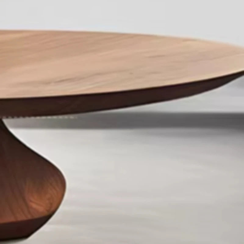 Walnut Round Coffee Table | Sculptural Designer Center Table