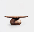Walnut Round Coffee Table | Sculptural Designer Center Table
