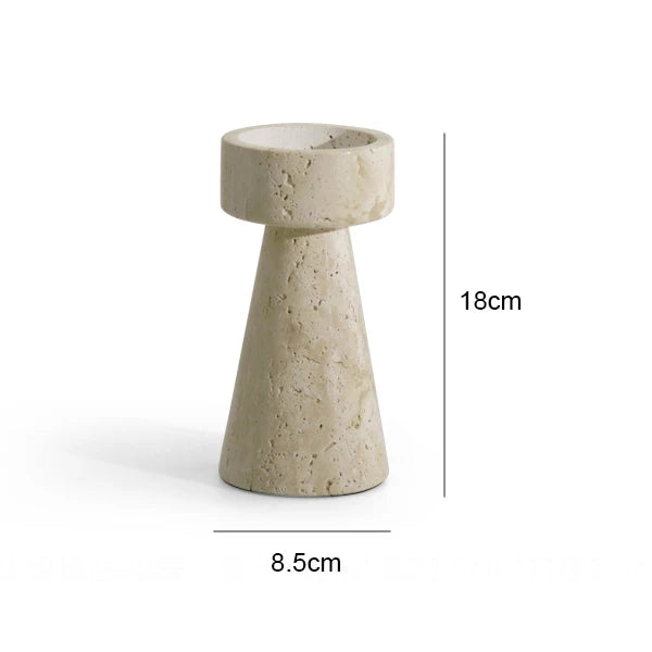 Travertine Pedestal Candle Holder