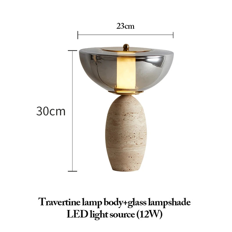 Spec diagram of the lamp marking 23 cm width and 30 cm height with LED 12W note