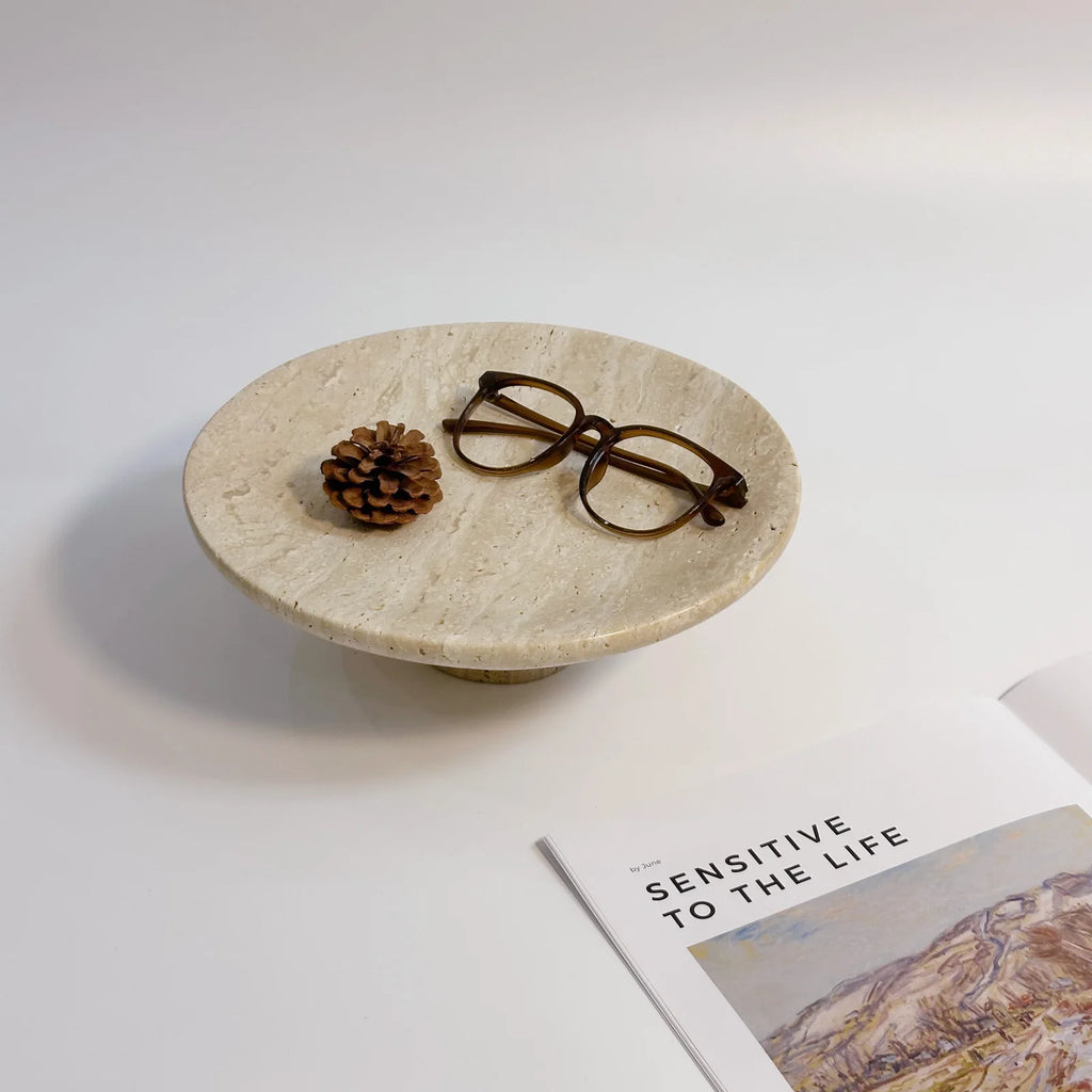 Travertine Pedestal Vanity Tray