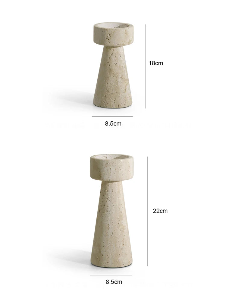 Travertine Pedestal Candle Holder