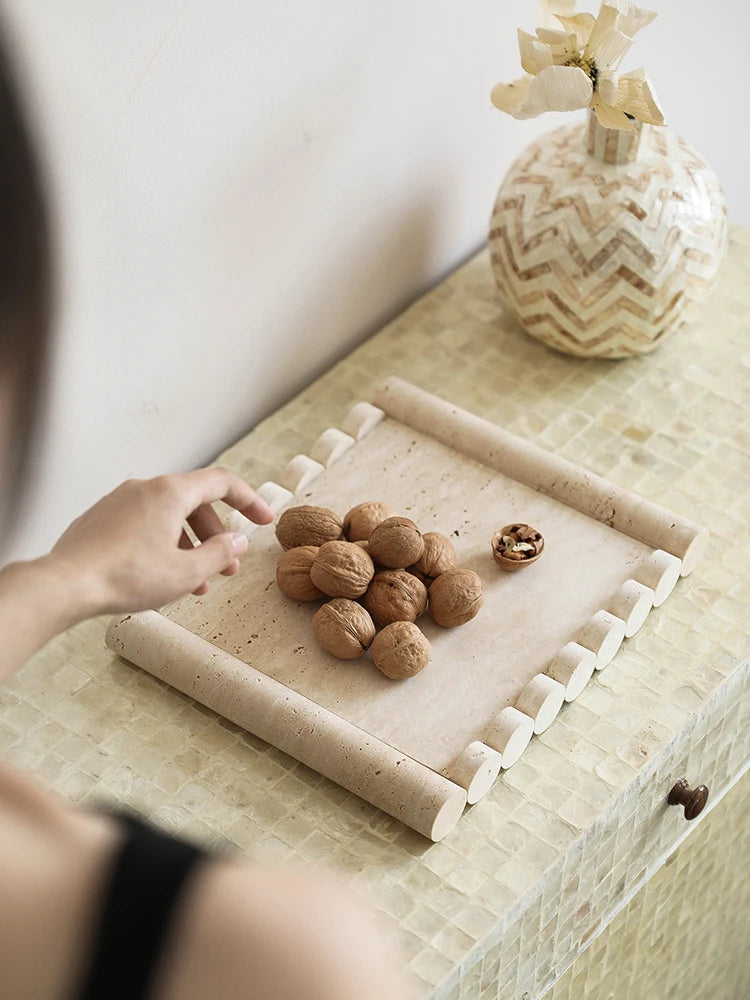 Beige Travertine Serving Tray