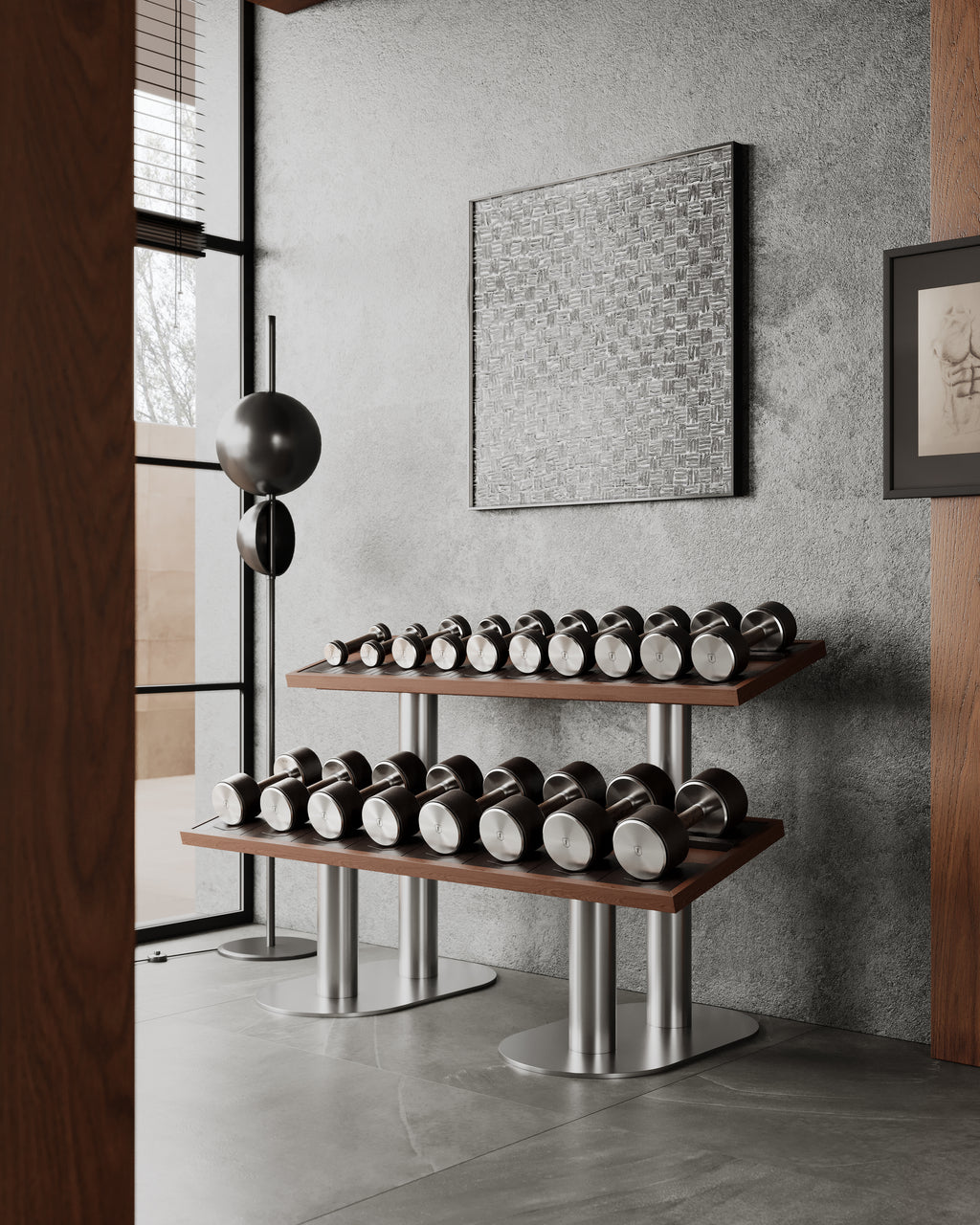 FYSIK Dumbbell Rack — Two Tier — side view