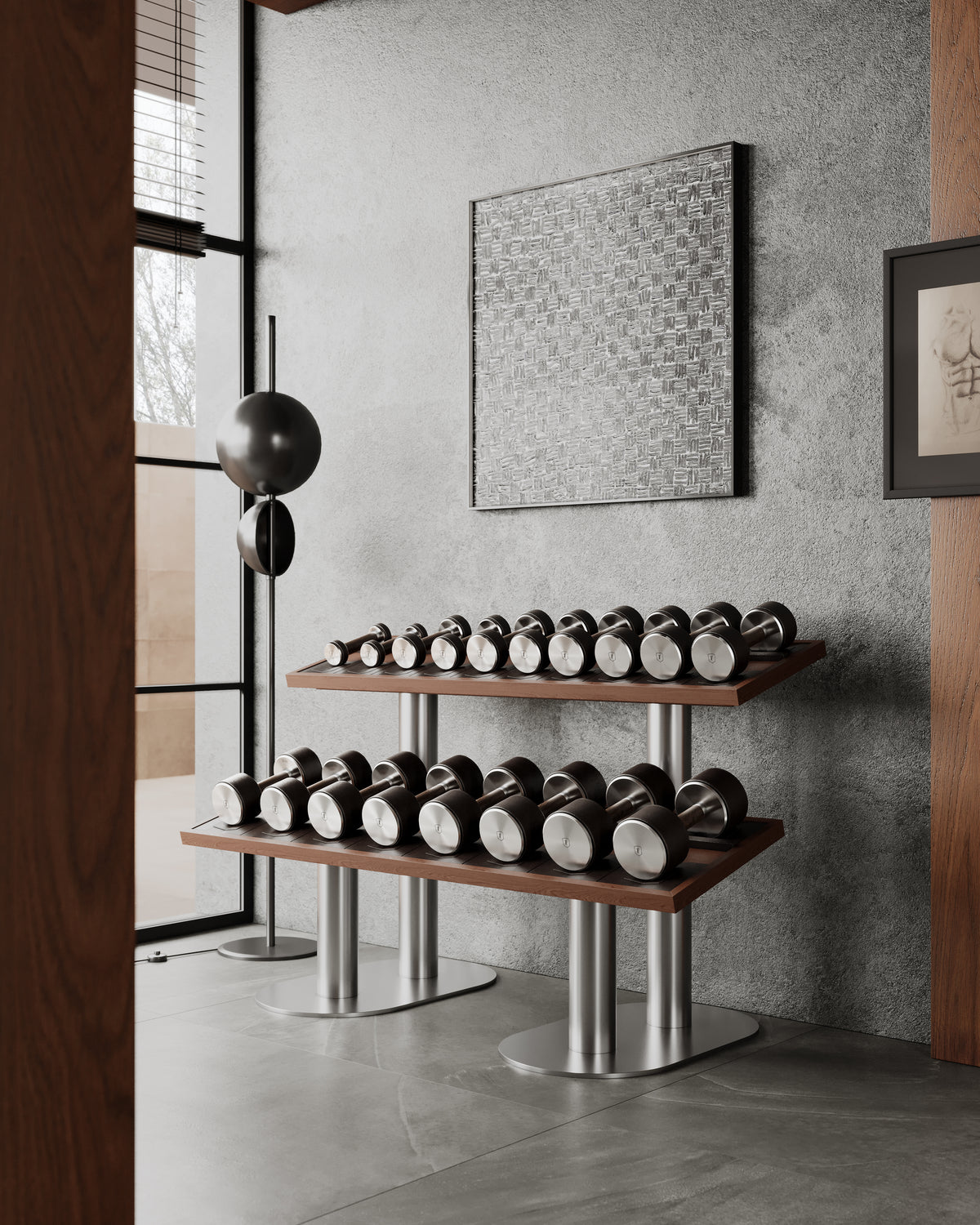 FYSIK Dumbbell Rack — Two Tier — side view